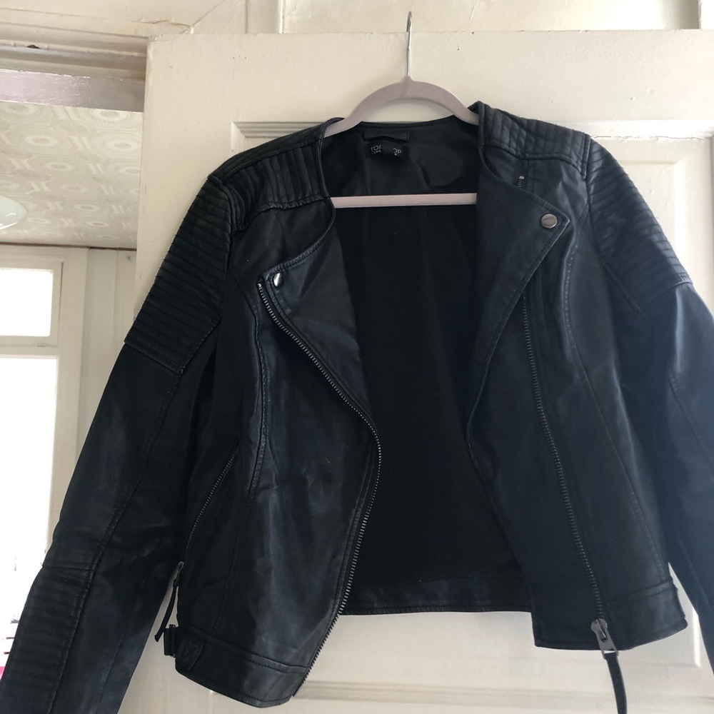 Topshop Black Leather Moto Jacket